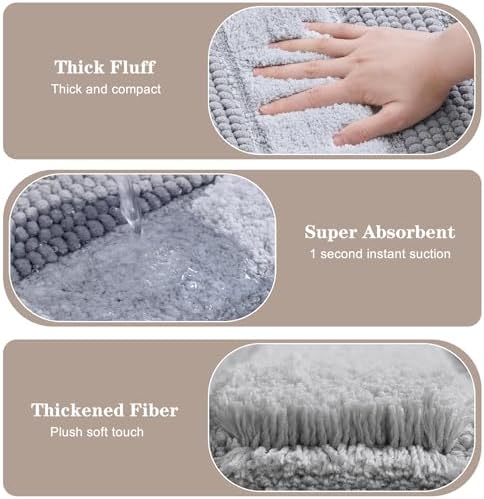 Kmson Ombre Chenille Bathroom Rugs, Ultra Soft Washable Shaggy Bath Rugs - Image 4