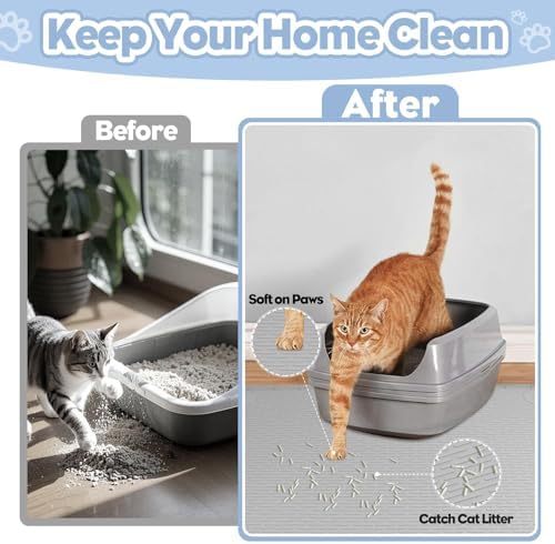 Kalolary Cat Litter Box Mats, Large 34" x 22" Silicone Cat Mat - Image 4