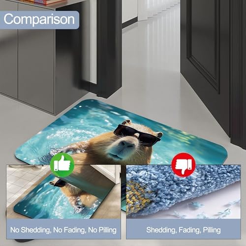 Bathroom Floor Mat, Cute Capybara Bathroom Rugs, Quick Dry Swimming Animal - Image 4