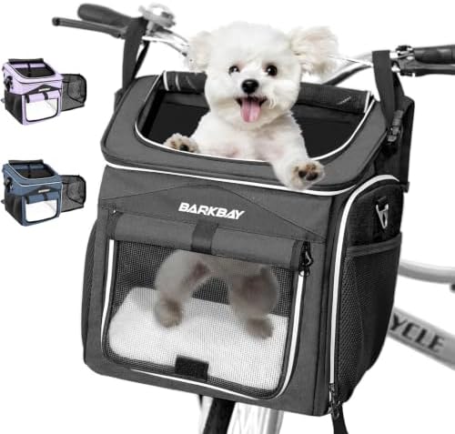 Dog Bike Basket Carrier, Expandable Foldable Soft-Sided Dog Carrier, 2 Open by BARKBAY