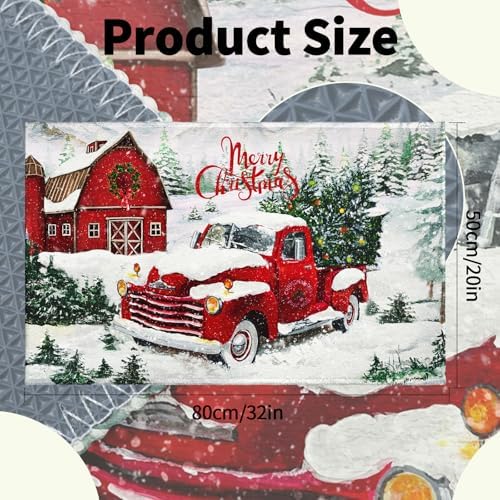 Giwawa Red Truck Bath Rug Winter Pine Tree Bathtub Mats 20X32 Inch Non Slip - Image 5