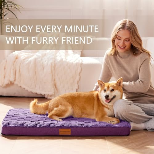 Patas Lague Orthopedic Dog Bed Washable Pet Crate Mat 30''X20'' Purple - Image 2