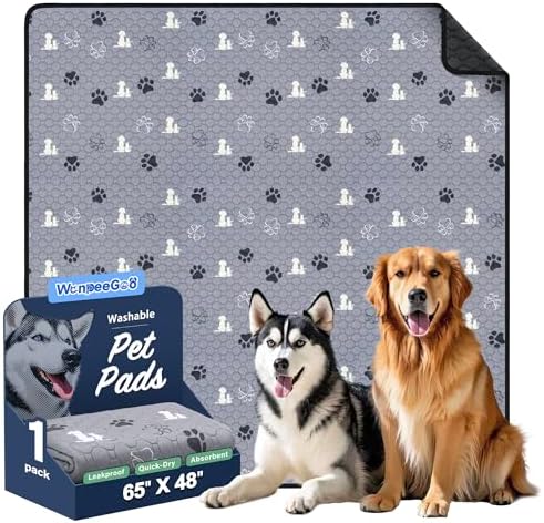 WanpeeGoo Washable Pee Pads for Dogs, Waterproof, 65 x 48 in, 1 Pack by WanpeeGoo