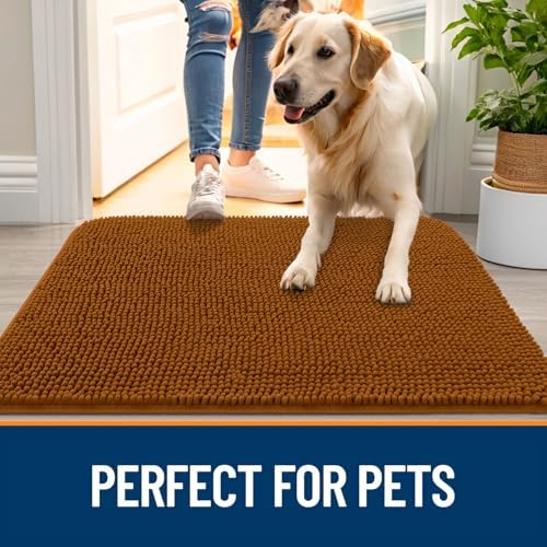 OLANLY Dog Door Mat for Muddy Paws 36x24, Super Absorbent Chenille Mud Mat - Image 6