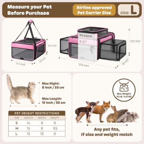 Top and 2 Sides Expandable Cat Carrier 18x13.5x9.5 TSA Airline Approved - Image 4
