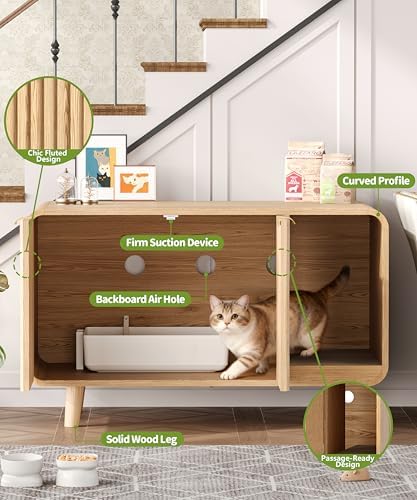 Fluted Cat Litter Box Enclosure Furniture - Image 5