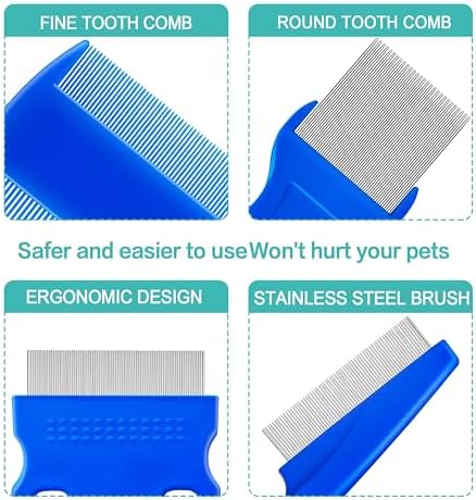 5 Pack Flea Lice Comb, Stainless Steel Dog Cat Grooming Combs - Image 4