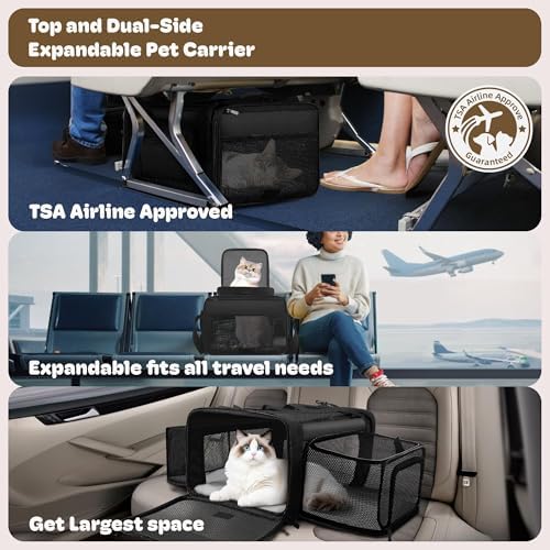 Top and 2 Sides Expandable Cat Carrier 18x13.5x9.5 TSA Airline Approved - Image 2