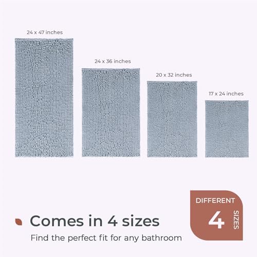 FRESHMINT Chenille Bathroom Rugs Non-Slip Bath Mat 24"x17", Washable Soft - Image 6