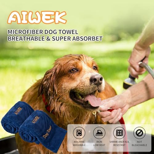 Dog Towel Microfiber, Super Absorbent Quick Dry Pet Wrap Blue XL - Image 2