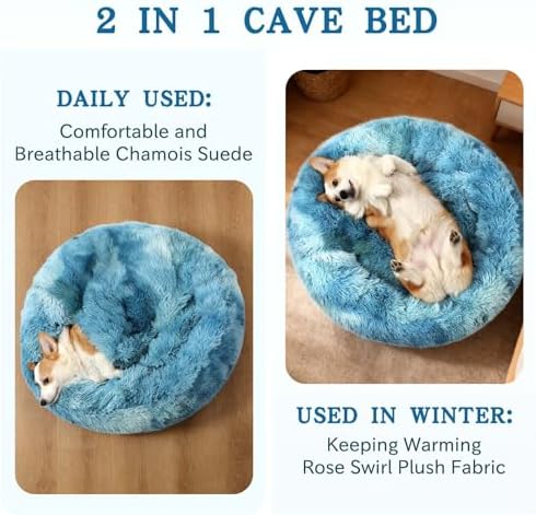 NOYAL Calming Donut Dog Bed, Hooded Cave - Image 2