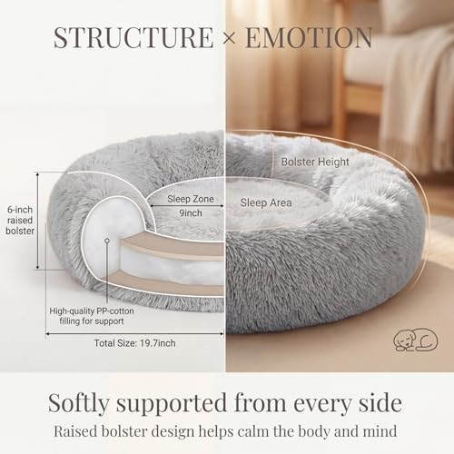 nononfish Soft Donut Dog Bed, Cozy Calming Pet Bed - Image 4