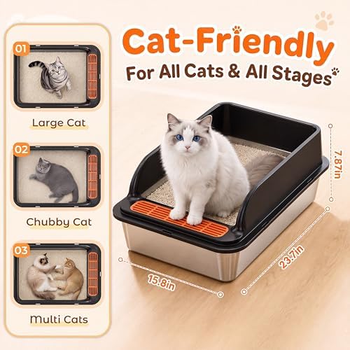 Jotesnew 2 Pack Large Stainless Steel Cat Litter Boxes - Image 4