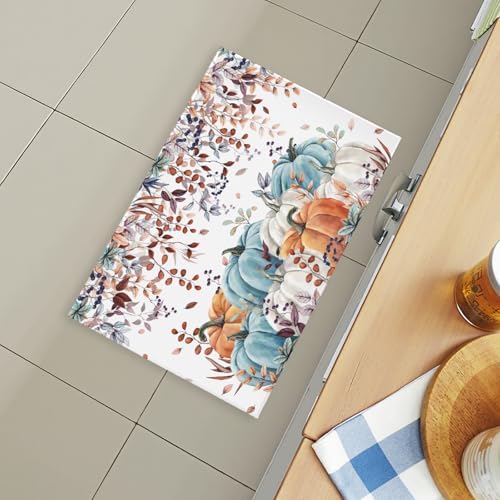 Giwawa Fall Orange Pumpkin Bath Rug Eucalyptus Leaves Bathtub Mat Soft Washable - Image 6
