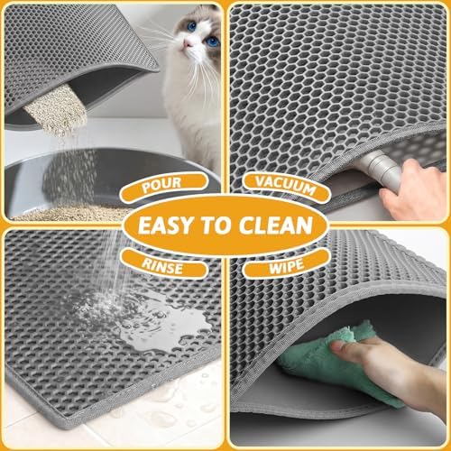 Pieviev Cat Litter Mat, Double-Layer Waterproof Litter Trap - Image 6
