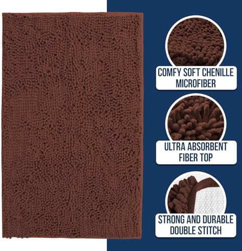 Muddy Mat Chenille Bathroom Rugs Quick Dry Microfiber Mats Non Slip Washable - Image 2