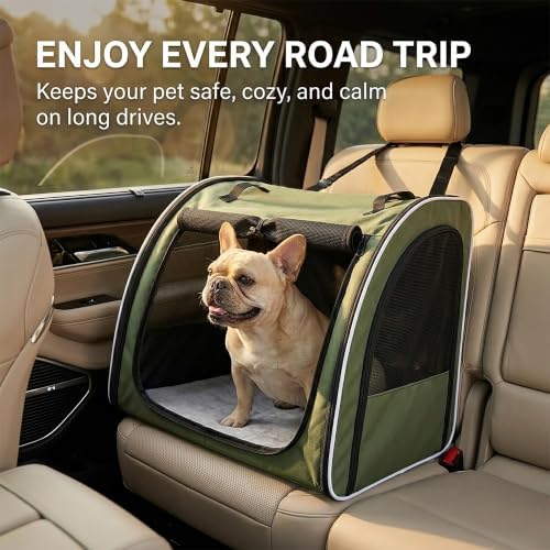 Dog Car Seat for Backseat, Enclosed Travel Carrier for Medium Dogs - Image 4