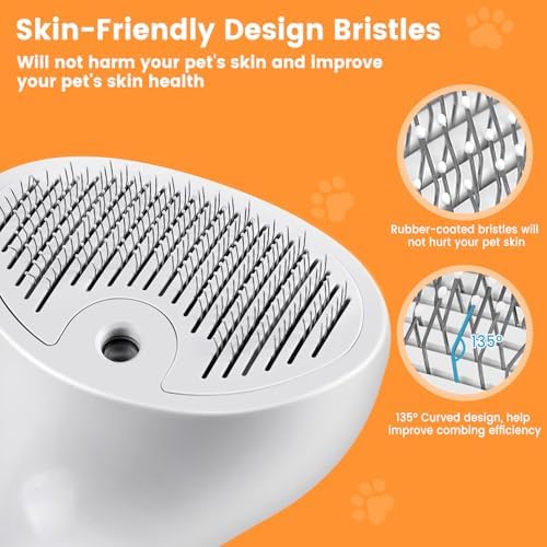 Pet Steam Brush for Dog & Cat, 4 in 1 Self Cleaning Cat Steam Brush for Shedding - Image 4