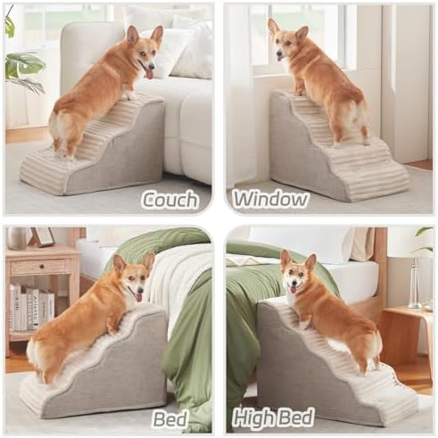 Laojin Balhen Dog Stairs for Small Dogs & Cats 15.7" H, High Density Foam Dog - Image 2