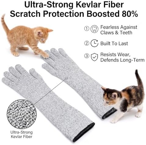 Pet Handling Gloves Cut Resistant Garden Sleeves 15.5” Extra-Long Cat Grooming - Image 5