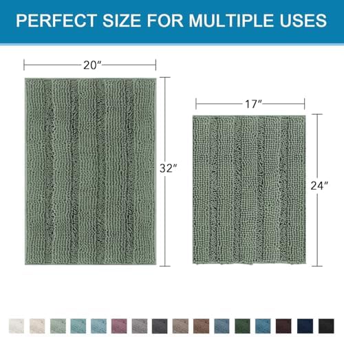 H.VERSAILTEX Bath Mat Set, 2 Piece Bath Mats Non Slip Thick Soft Chenille - Image 2
