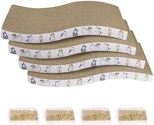 PatiencET Cat Scratcher Cardboard 4 Pack Cat Scratch Pad by patiencET