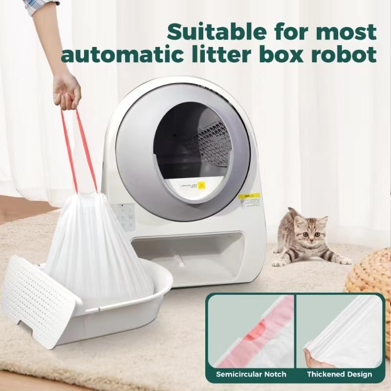 100 Pack Drawstring Cat Litter Box Liner Bags - Image 2