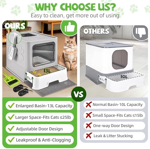 Covered Cat Litter Box, Extra Large Drawer Design - Image 3