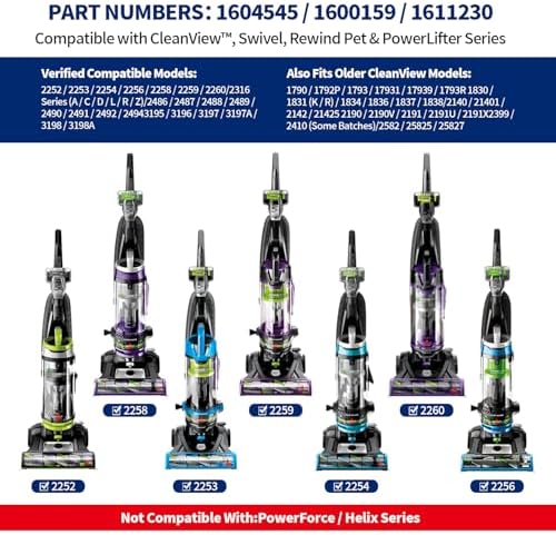 Brush Roll&2Belts Kit for Bissell CleanView Swivel Rewind Vacuums Fits 2252 - Image 2
