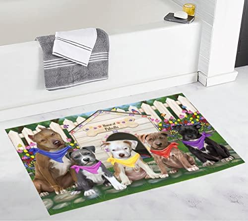 Doggie of the Day Spring Dog House Pitbull Dogs Bath Mat- Anti-Slip Pet Bath Mat by DoggieoftheDay