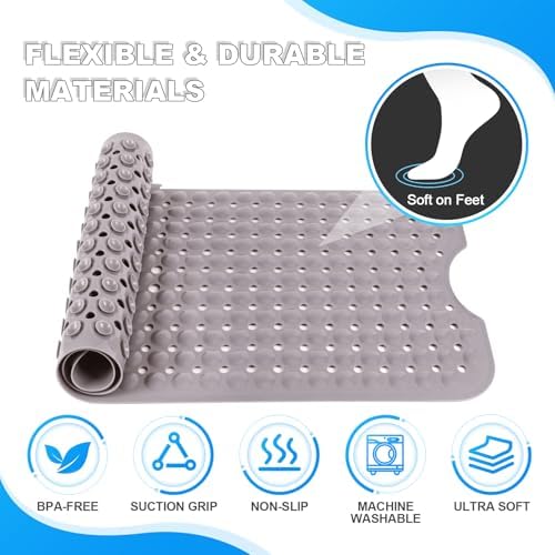 Bathtub and Shower Mats, 40x16 Inch Extra Large Non Slip Soft Bath Tub Mat - Image 5
