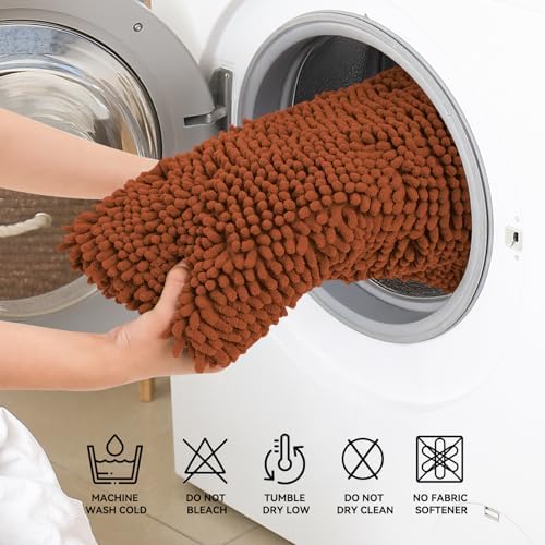 Bcoimo Small Bath Rug Mat, 24x17 Soft Chenille Burnt Orange Bathroom Tub Mat - Image 5