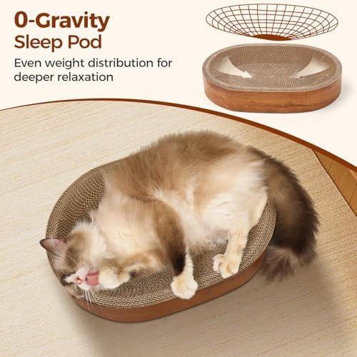 ComSaf Cat Scratcher Bed, Oval Cardboard Scratching Board - Image 3