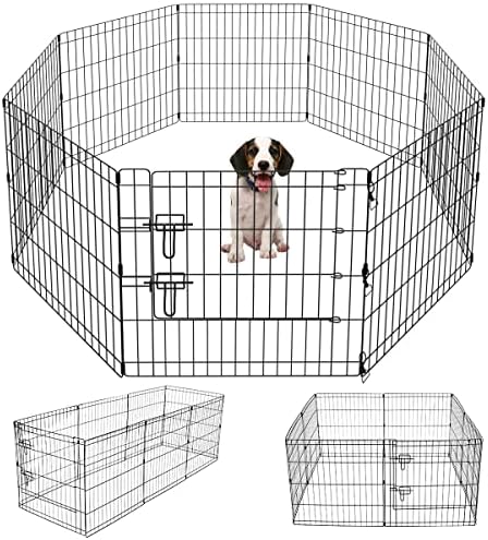 Artmeer Dog Playpen 24" H, 8-Panel Rustproof Foldable Pet Fence by Artmeer