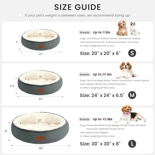 Love's cabin Round Donut Cat and Dog Cushion Bed, 20in Pet Bed - Image 3