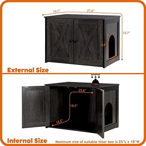 DWANTON Cat Litter Box Enclosure, Hidden Litter Box Furniture, 27.6 Inches - Image 5