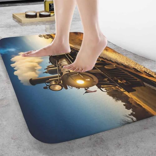 Train Bath Rugs Microfiber Bathroom Mat Soft Plush Shaggy Shower Mat - Image 2