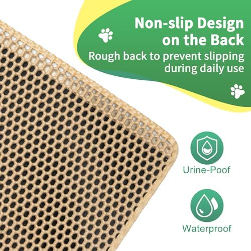 GRELY XL 47 x 28 Extra Large Double Layer Cat Litter Mat, Kitty Box Mat - Image 3