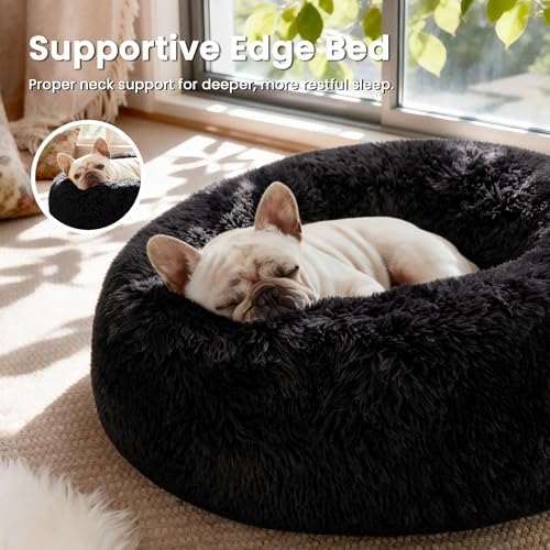 Love's cabin Calming Cat Bed for Indoor Cats, Anti-Anxiety Donut Round Dog Bed - Image 2