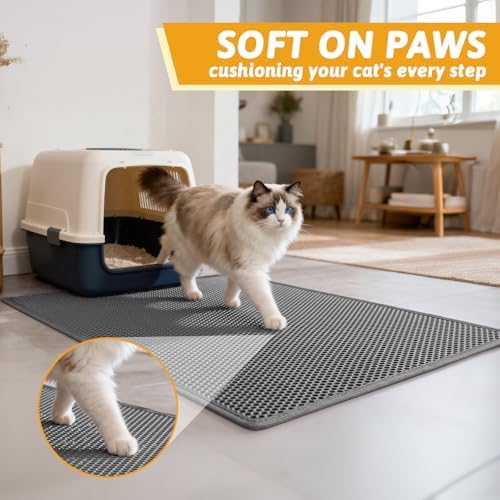 Pieviev Cat Litter Mat, Double-Layer Waterproof Litter Trap - Image 4