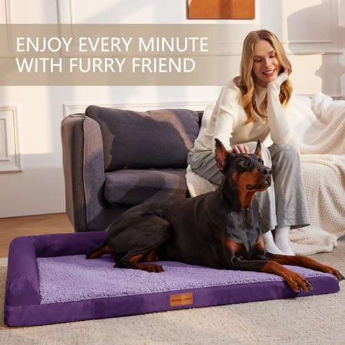 Patas Lague Orthopedic Large Dog Bed Washable Pet Sofa Bed 42''X28''Purple - Image 2