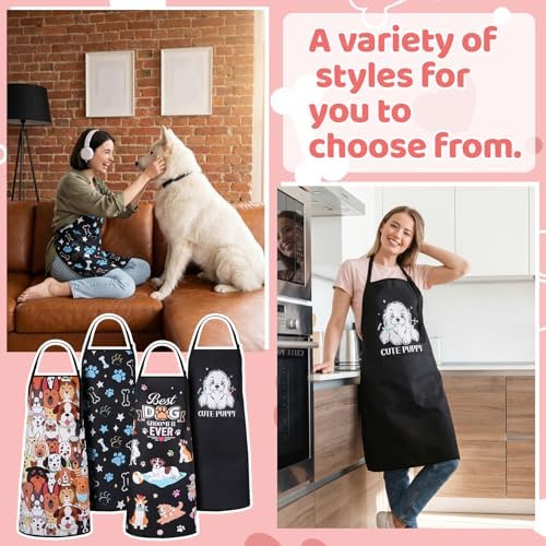 4Pack Dog Grooming Aprons with 2 Pockets Adjustable Grooming Smock - Image 4