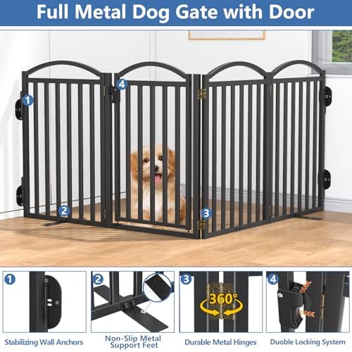 Malier Metal Freestanding Dog Gates, Outdoor Indoor Dog Fences, Extra Wide - Image 4