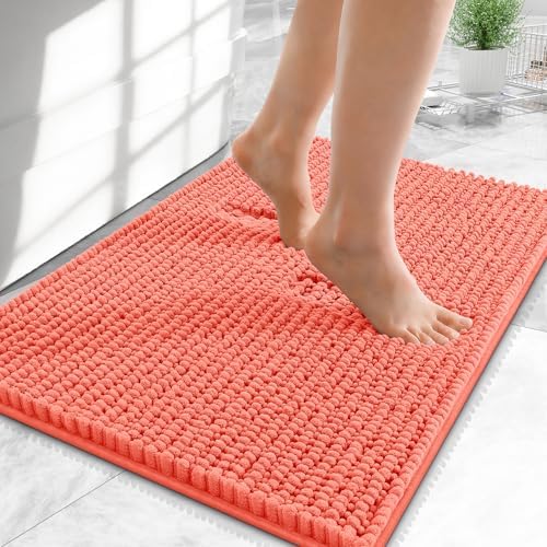 OLANLY Thick Chenille Small Bathroom Rugs 24x16, Absorbent Bath Mat by OLANLY