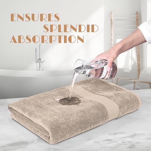 White Classic Wealuxe Taupe Bath Towels 24x50 Inch, Cotton Towel Set - Image 5