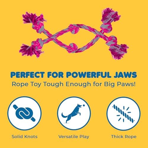 SunGrow Pink Dog Rope Toys, Twisted Triple Knotted Rope Bone, 2 Pack - Image 3