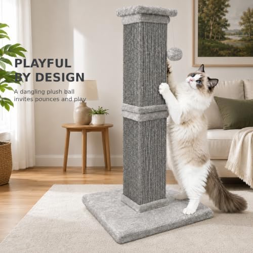 Vertical Cat Scratching Post for Indoor Cats, Sisal Scratch Tower - Image 4