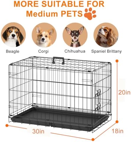 FDW | 30" Foldable Metal Dog Crate | Black | Cage - Image 4