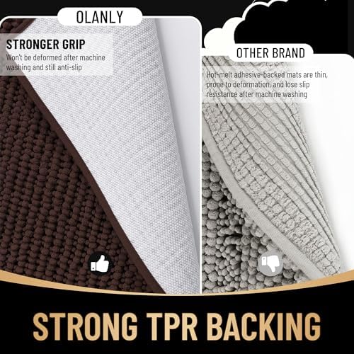 OLANLY Thick Chenille Bathroom Rugs 36x24, Soft Absorbent Bath Mat - Image 5