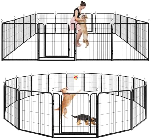 Kfvigoho Dog Playpen Outdoor Extra Wide 16 Panels Heavy Duty Dog Fence 32" by Committedtobetterpetlife